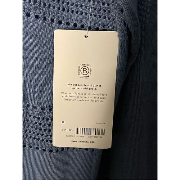 NWT Athleta Pointelle Crewneck Sweater in Cottage Blue Size Medium - Picture 7 of 8